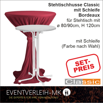 Stehtisch & Stehtischhusse - bordeaux - INKL. REINIGUNG & BÜGELN